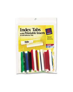 AVE16239 INSERTABLE INDEX TABS WITH PRINTABLE INSERTS, 1/5-CUT TABS, ASSORTED COLORS, 2" WIDE, 25/PACK