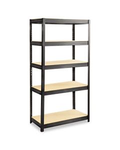 SAF6245BL BOLTLESS STEEL/PARTICLEBOARD SHELVING, FIVE-SHELF, 36W X 18D X 72H, BLACK