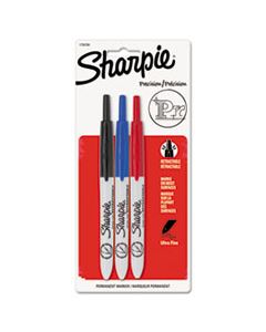 SAN1735794 RETRACTABLE PERMANENT MARKER, EXTRA-FINE NEEDLE TIP, ASSORTED COLORS, 3/SET