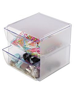 DEF350101 STACKABLE CUBE ORGANIZER, 2 DRAWERS, 6 X 7 1/8 X 6, CLEAR