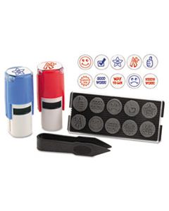 USS4630 STAMP-EVER STAMP, SELF-INKING WITH 10 DIES, 5/8", BLUE/RED