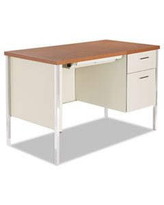 ALESD4524PC SINGLE PEDESTAL STEEL DESK, METAL DESK, 45.25W X 24D X 29.5H, CHERRY/PUTTY