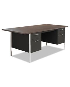 ALESD7236BM DOUBLE PEDESTAL STEEL DESK, METAL DESK, 72W X 36D X 29.5H, MOCHA/BLACK