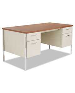 ALESD6030PC DOUBLE PEDESTAL STEEL DESK, METAL DESK, 60W X 30D X 29.5H, CHERRY/PUTTY