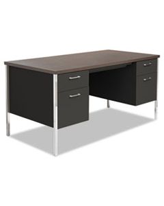 ALESD6030BM DOUBLE PEDESTAL STEEL DESK, METAL DESK, 60W X 30D X 29.5H, MOCHA/BLACK