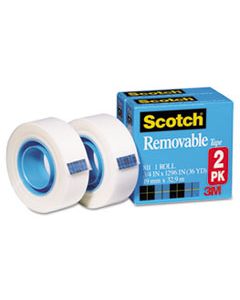 MMM8112PK REMOVABLE TAPE, 1" CORE, 0.75" X 36 YDS, TRANSPARENT, 2/PACK