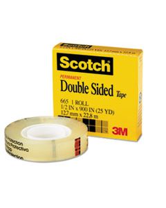 MMM66512900 DOUBLE-SIDED TAPE, 1" CORE, 0.5" X 75 FT, CLEAR