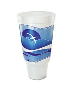 DCC44AJ32H HORIZON HOT/COLD FOAM DRINKING CUPS, 44 OZ, OCEAN BLUE/WHITE, 15/BAG, 20 BAGS/CARTON