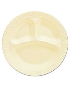 DCC10CPHQR LAMINATED FOAM DINNERWARE, PLATES, 10 1/4", HONEY, 3 COMP, 125/PK, 4 PKS/CTN