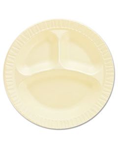 DCC10CPHQR LAMINATED FOAM DINNERWARE, PLATES, 10 1/4", HONEY, 3 COMP, 125/PK, 4 PKS/CTN