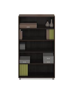 MLNEZBC3662AHA E5 SERIES FIVE-SHELF BOOKCASE, 36W X 15D X 62H, WALNUT