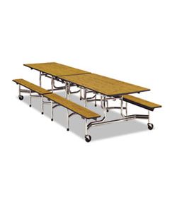 VIRMTBH12091 FOLDING MOBILE TABLE W/ATTACHED SEATING, 144W X 30D X 29H, GRAY NEBULA/CHROME