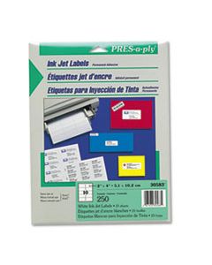 AVE30583 LABELS, INKJET/LASER PRINTERS, 2 X 4, WHITE, 10/SHEET, 25 SHEETS/PACK