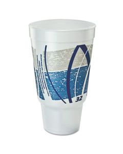 DCC32AJ20E IMPULSE HOT/COLD FOAM DRINKING CUP, 32 OZ, FLUSH FILL, PEDESTAL BASE, WHITE/BLUE/GRAY, 16/BAG, 25 BAGS/CARTON