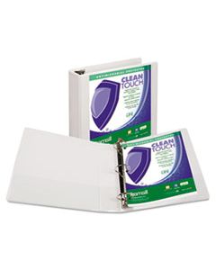 SAM18267 CLEAN TOUCH LOCKING ROUND RING VIEW BINDER PROTECTED W/ANTIMICROBIAL ADDITIVE, 3 RINGS, 2" CAPACITY, 11 X 8.5, WHITE
