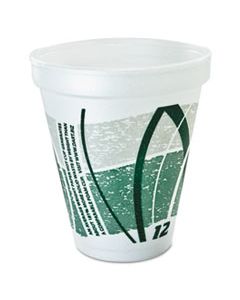 DCC12J16E IMPULSE HOT/COLD FOAM DRINKING CUPS, 12 OZ, WHITE/GREEN/GRAY, 25/BAG, 40/CARTON