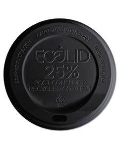 ECOEPHL16BR ECOLID 25% RECYCLED CONTENT HOT CUP LID, BLACK, FITS 10 OZ TO 20 OZ CUPS, 100/PACK, 10 PACKS/CARTON