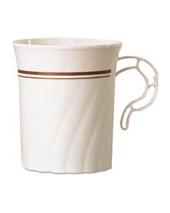 WNACWM8192IPREM MASTERPIECE PLASTIC MUGS, 8 OZ., IVORY WITH GOLD PRINT, 8/PACK, 24 PACK/CARTON