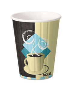SCCIC12J7534PK DUO SHIELD HOT INSULATED PAPER CUPS, 12 OZ, TUSCAN CAFE, CHOCOLATE/BLUE/BEIGE, 40/PACK