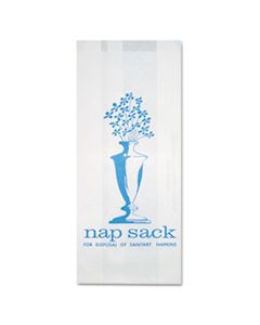 BGC300314 NAP SACK SANITARY DISPOSAL BAGS, 4" X 9", WHITE, 1,000/CARTON