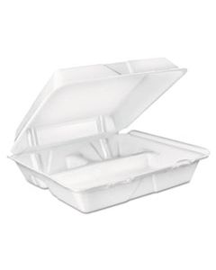 DCC90HT3R LARGE FOAM CARRYOUT, FOOD CONTAINER, 3-COMPARTMENT, WHITE, 9-2/5X9X3
