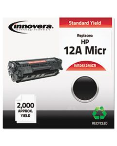 IVR2612MICR REMANUFACTURED Q2612A(M) (12AM) MICR TONER, 2000 PAGE-YIELD, BLACK