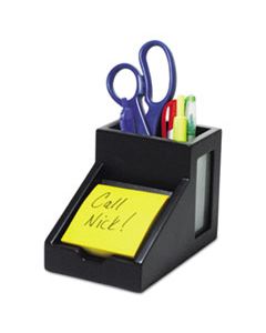 VCT95055 MIDNIGHT BLACK COLLECTION PENCIL CUP WITH NOTE HOLDER, 4 X 6 3/10 X 4 1/2, WOOD