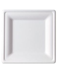 ECOEPP022 RENEWABLE & COMPOSTABLE SQUARE SUGARCANE PLATES - MEDIUM, 50/PK, 10 PK/CT