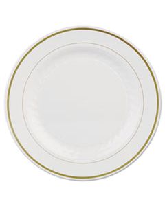 WNAMP10IPREM MASTERPIECE PLASTIC PLATES, 10 1/4IN, IVORY W/GOLD ACCENTS, ROUND