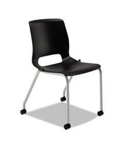 HONMG201CU10 MOTIVATE FOUR-LEG STACKING CHAIR, ONYX SEAT/BLACK BACK, PLATINUM BASE, 2/CARTON