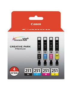 CNM6513B004 6513B004 (CLI-251) CHROMALIFE100+ INK, BLACK/CYAN/MAGENTA/YELLOW, 4/PK