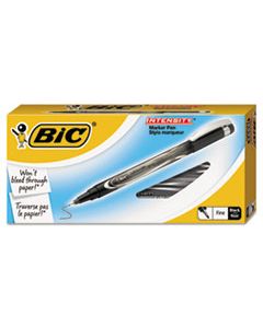 BICFPIN11BK INTENSITY STICK POROUS POINT MARKER PEN, FINE 0.5MM, BLACK INK/BARREL, DOZEN