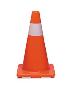 TCO25500 TRAFFIC CONE, 18H X 10W X 10D, ORANGE/SILVER