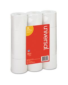 UNV35715 IMPACT & INKJET PRINT BOND PAPER ROLLS, 0.5" CORE, 2.25" X 150 FT, WHITE, 12/PACK