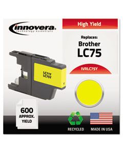 IVRLC75Y REMANUFACTURED LC75Y HIGH-YIELD INK, 600 PAGE-YIELD, YELLOW