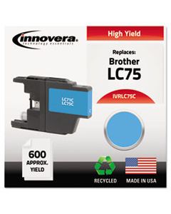 IVRLC75C REMANUFACTURED LC75C HIGH-YIELD INK, 600 PAGE-YIELD, CYAN