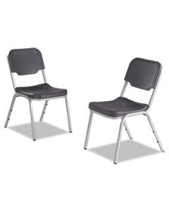 ICE64111 ROUGH 'N READY ORIGINAL STACK CHAIR, BLACK SEAT/BLACK BACK, SILVER BASE, 4/CARTON