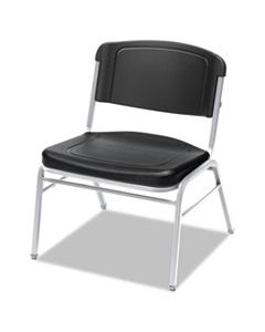 ICE64121 ROUGH 'N READY BIG AND TALL STACK CHAIR, BLACK SEAT/BLACK BACK, SILVER BASE, 4/CARTON