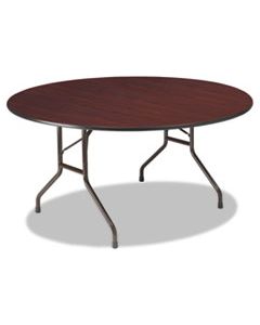 ICE55264 PREMIUM WOOD LAMINATE FOLDING TABLE, 60 DIA. X 29H, MAHOGANY TOP/GRAY BASE