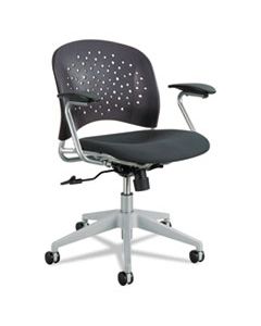 SAF6803BL REVE ROUND BACK TASK CHAIR, SUPPORTS UP TO 250 LBS., BLACK SEAT/BLACK BACK, SILVER BASE
