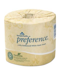 GPC1828001 EMBOSSED 2-PLY BATHROOM TISSUE, SEPTIC SAFE, WHITE, 550 SHEET/ROLL, 80 ROLLS/CARTON