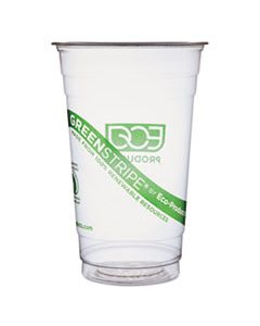 ECOEPCC20GS GREENSTRIPE RENEWABLE AND COMPOSTABLE COLD CUPS, 20 OZ, CLEAR, 50/PACK, 20 PACKS/CARTON