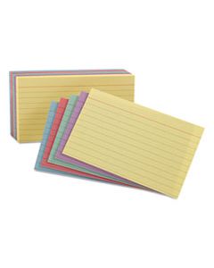 OXF34610 RULED INDEX CARDS, 4 X 6, BLUE/VIOLET/CANARY/GREEN/CHERRY, 100/PACK