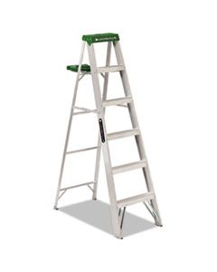 DADAS4006 ALUMINUM STEP LADDER, 6 FT WORKING HEIGHT, 225 LBS CAPACITY, 5 STEP, ALUMINUM/GREEN