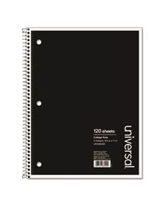 UNV66400 WIREBOUND NOTEBOOK, 3 SUBJECTS, MEDIUM/COLLEGE RULE, BLACK COVER, 11 X 8.5, 120 SHEETS