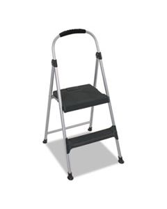 CSC11311ABL1E ALUMINUM STEP STOOL, 2-STEP, 225 LB CAPACITY, 18.9" WORKING HEIGHT, PLATINUM/BLACK