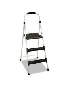 CSC11411ABL1E ALUMINUM STEP STOOL, 3-STEP, 225 LB CAPACITY, 28.45" WORKING HEIGHT, PLATINUM/BLACK