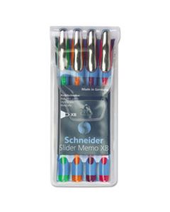 STW150295 SCHNEIDER MEMO XB STICK BALLPOINT PEN, 1.4MM, ASSORTED INK/BARREL, 4/PACK