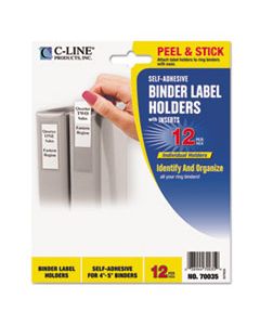 CLI70035 SELF-ADHESIVE RING BINDER LABEL HOLDERS, TOP LOAD, 2 3/4 X 3 5/8, CLEAR, 12/PACK