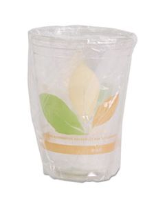 DCCRTP9DBAREW BARE WRAPPED RPET COLD CUPS, 9OZ, CLEAR WITH LEAF DESIGN, 500/CARTON